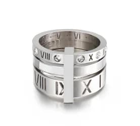 Crystal Zircon Stainless Steel Ring Band