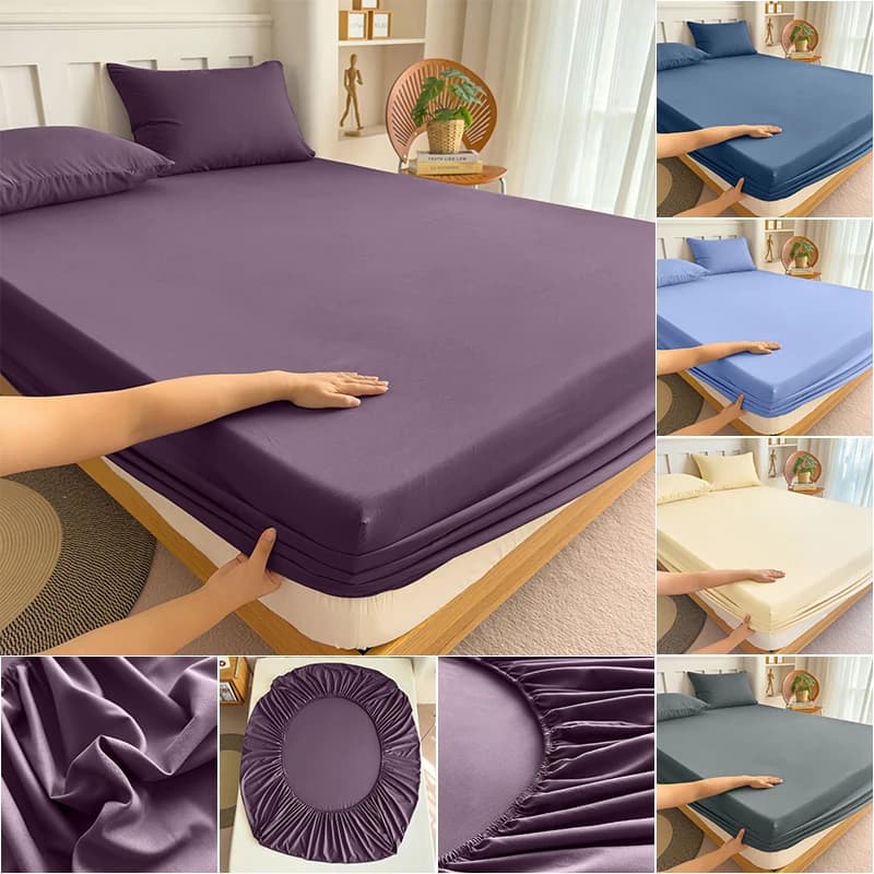 Fitted Bed Sheet With Elastic Band Solid Color