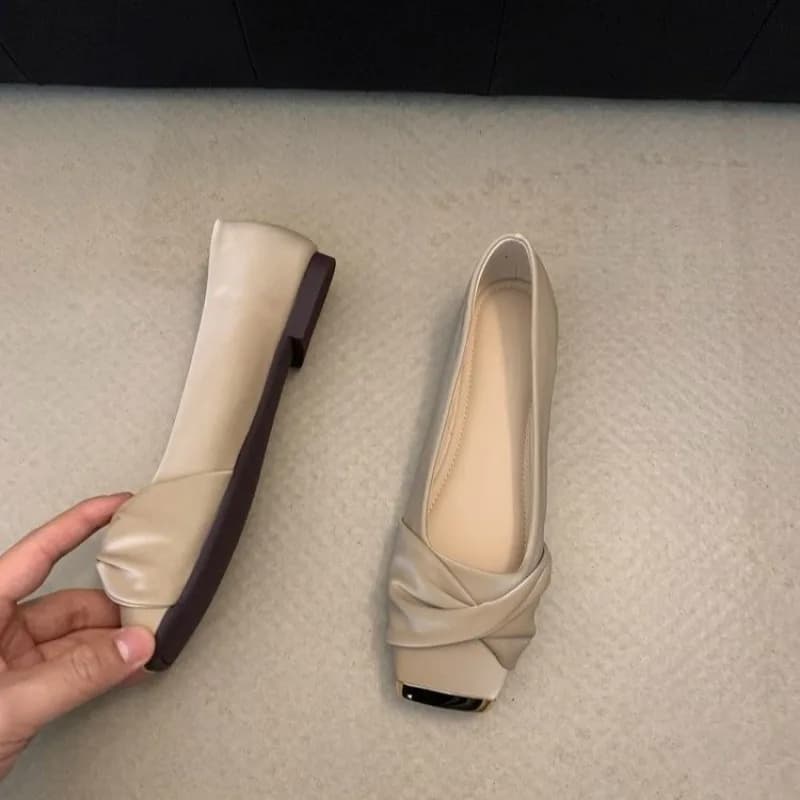 Shoes Woman 2025 Low Heels Female Footwear Autumn Square Toe Casual Sneaker New Summer Comfortable Dress Fall Lace-Up Flat Rome