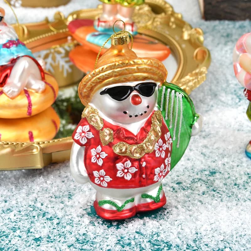 Glass Painted Coconut Tree Christmas Ornaments