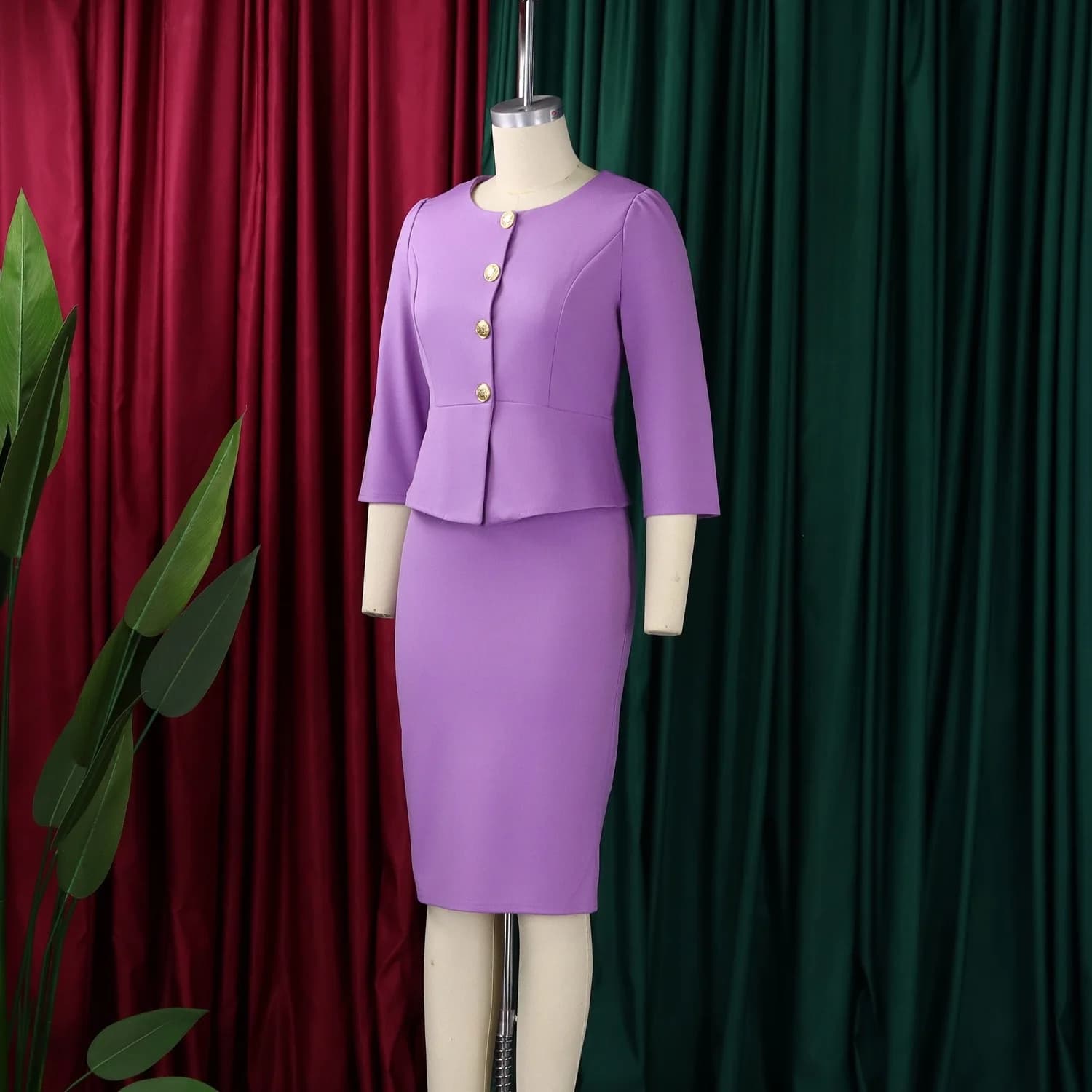 Bodycon Work Dress with Buttons