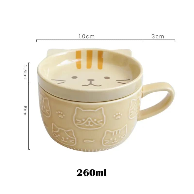 Ceramic Cat and Dog Noodle Bowls with Lids