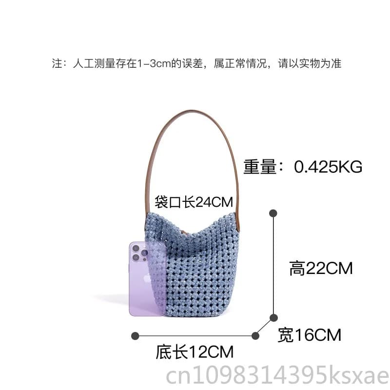 Women's Handwoven Hollow-Out Bucket Bag with Large Capacity Urban Daily Commute Versatile Minimalist