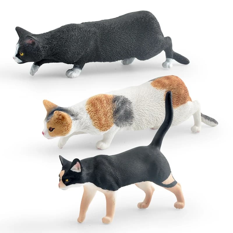 Simulation pet cat animal model Three Felinae cat black rural cat decoration ornament