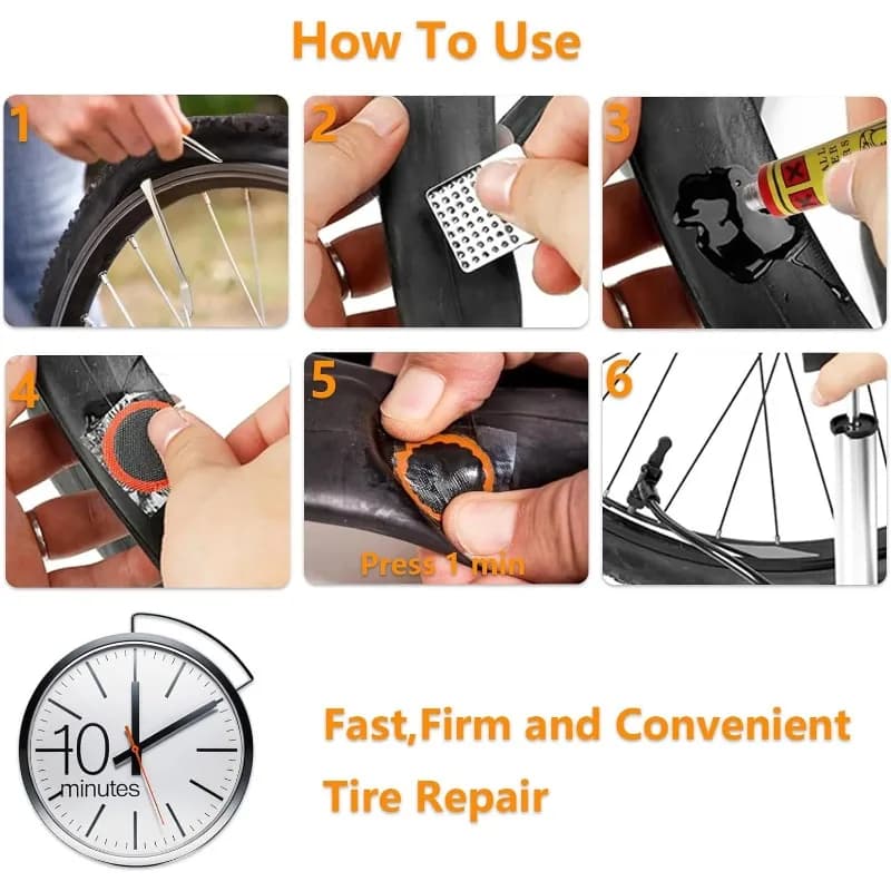 Bike Tire Repair Kit with Patches and Levers