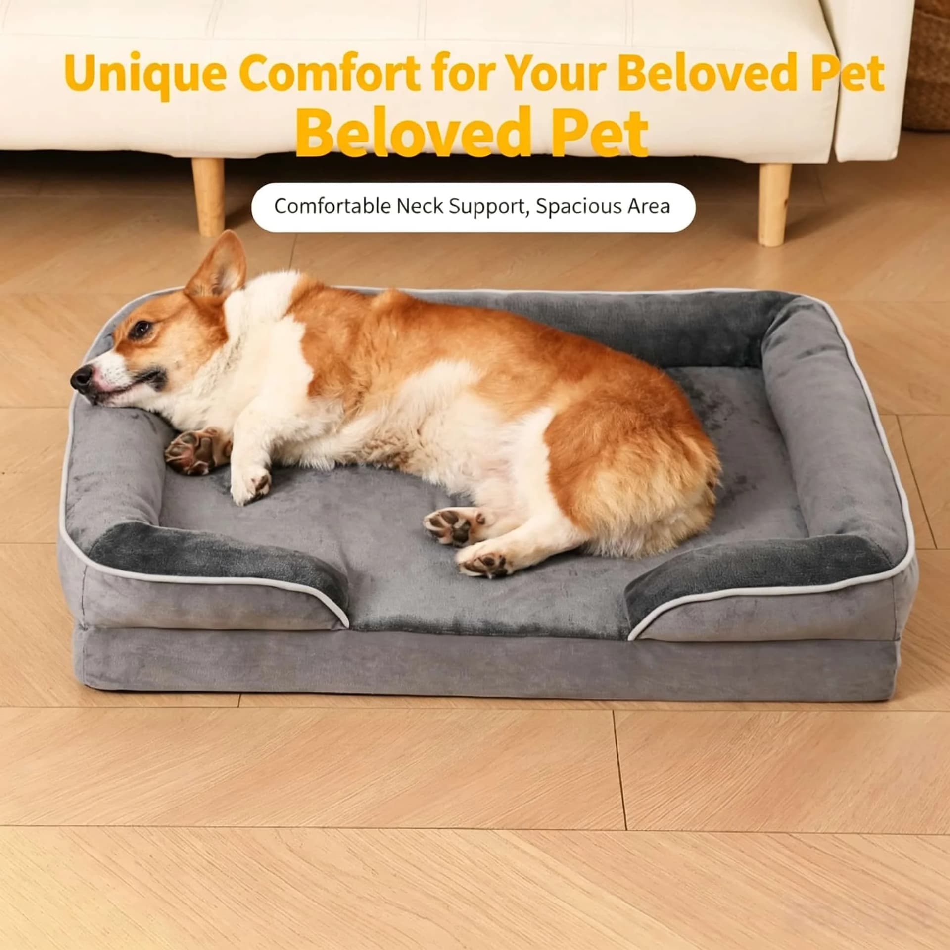 Orthopedic Waterproof Dog Bed with Bolster