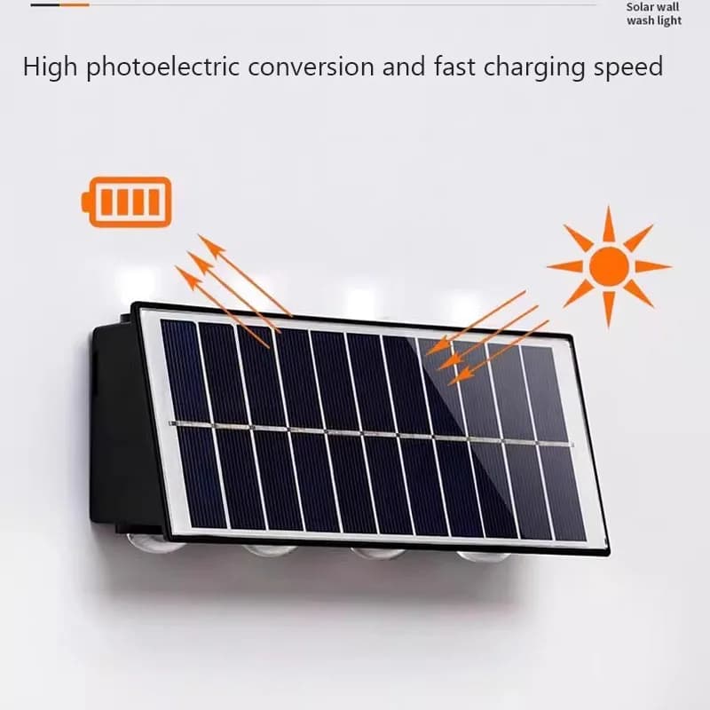 4/6/8LEDs Solar Wall Lamp Yard Street Decor Light Outdoor Waterproof Up and Down Luminous Lighting Garden Landscape Lamp