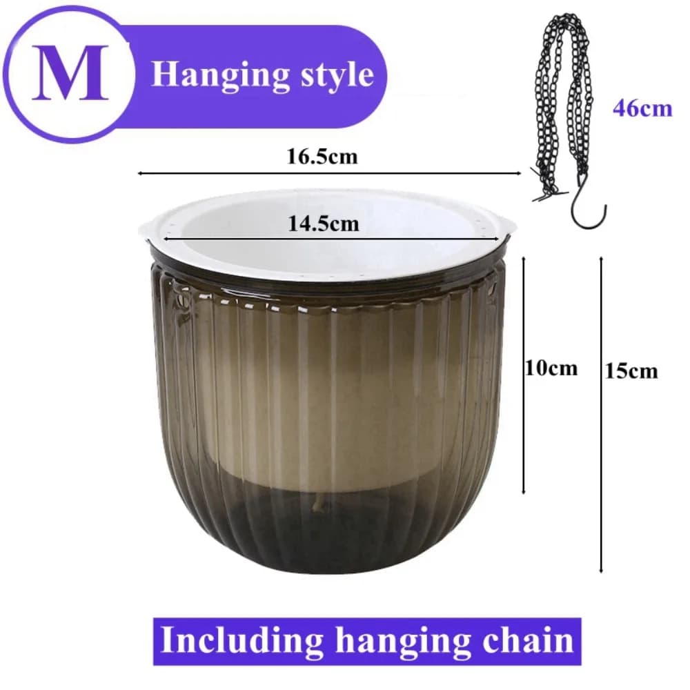 Garden Decoration Self-watering Flower Pot Plant with Drainage Holes Hanging Flower Pots with Chain Lazy Planter Home Decor