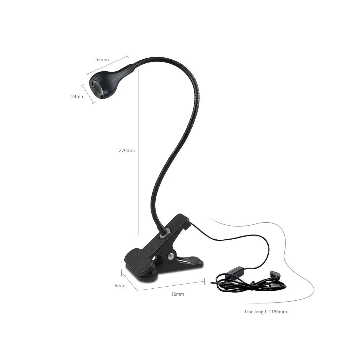 USB Clip Reading Lamp with Flexible Gooseneck