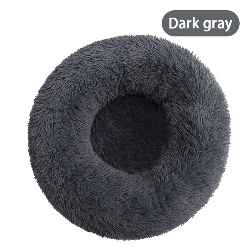 Furry pet bed - round cat bed and dog bed - soft and fluffy pet bed - ideal sleeping companion for kittens and puppies