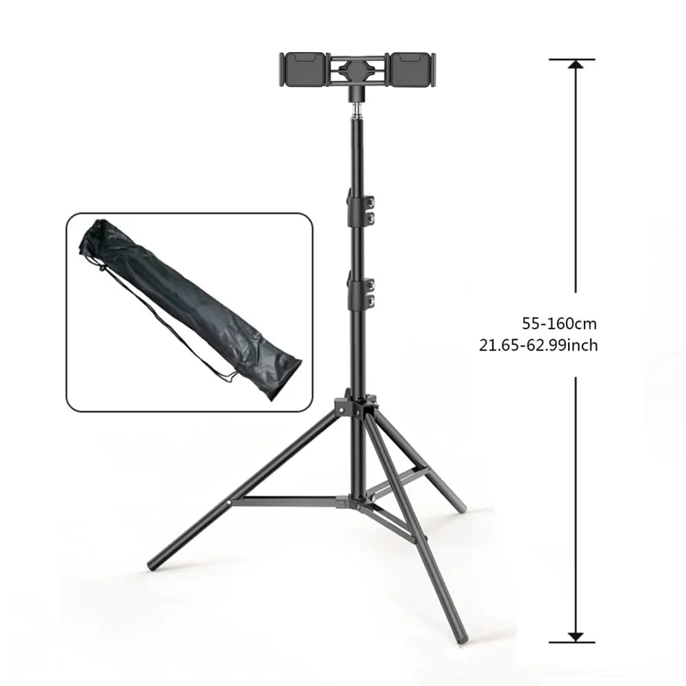 Dual Phone Tripod Stand 1.6M Adjustable