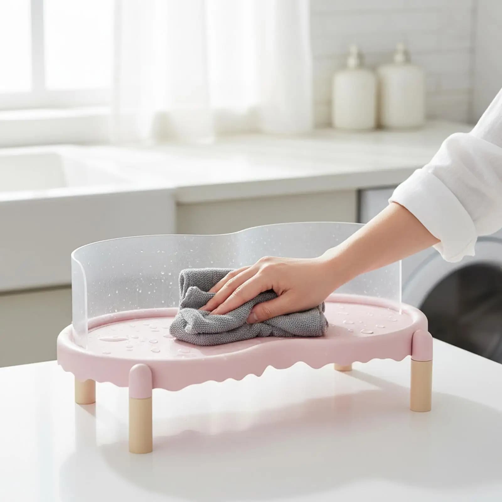 Elevated Cat Feeder Stand with Spillproof Lip