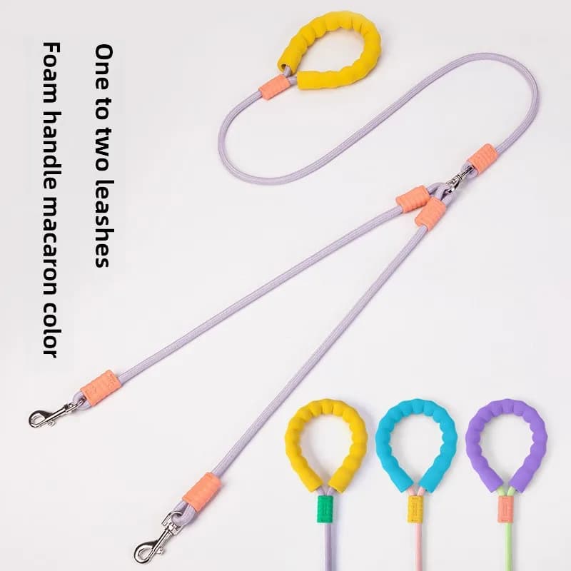 Dual Dog Leash Coupler with Elastic Extension