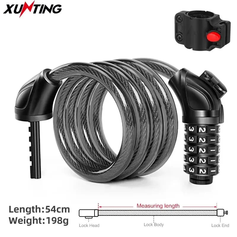 Coiled Combination Bike Cable Lock 54cm