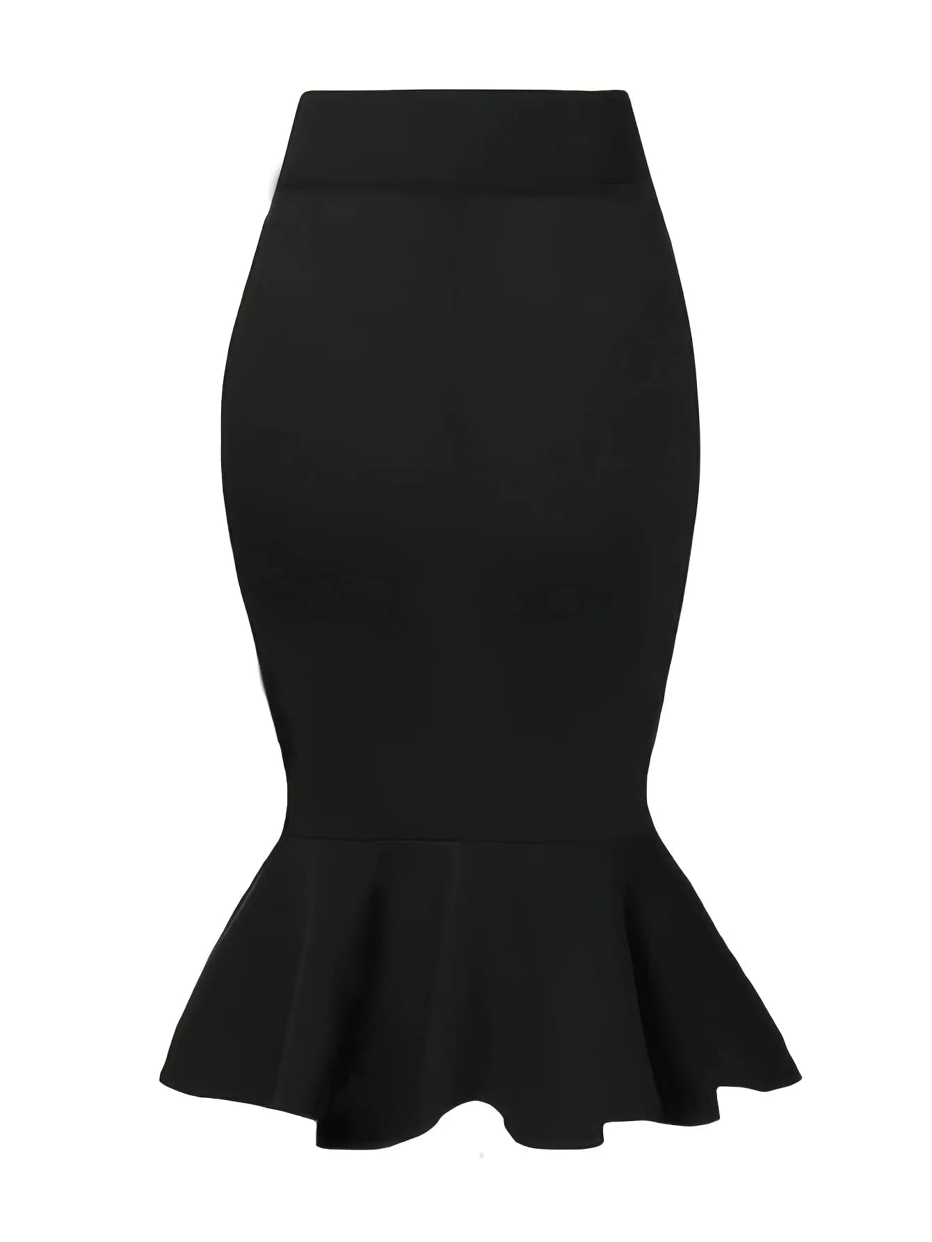 Black Anti-Wrinkle Pencil Skirt