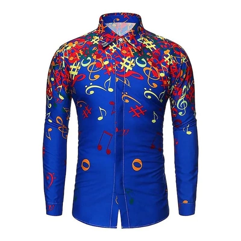 Men's Music Notes Button-Up Shirt