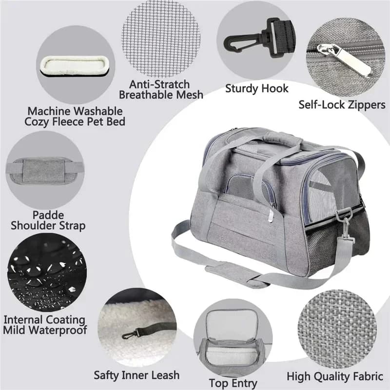 Soft-Sided Pet Carrier for Large And Medium Cats Dog Carriers for Big Medium Cats And Puppy Travel Comfortable Cage Free