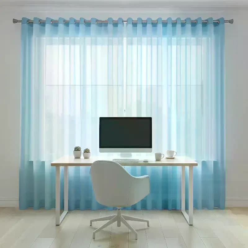 Light Blue Sheer Voile Window Curtain Panel