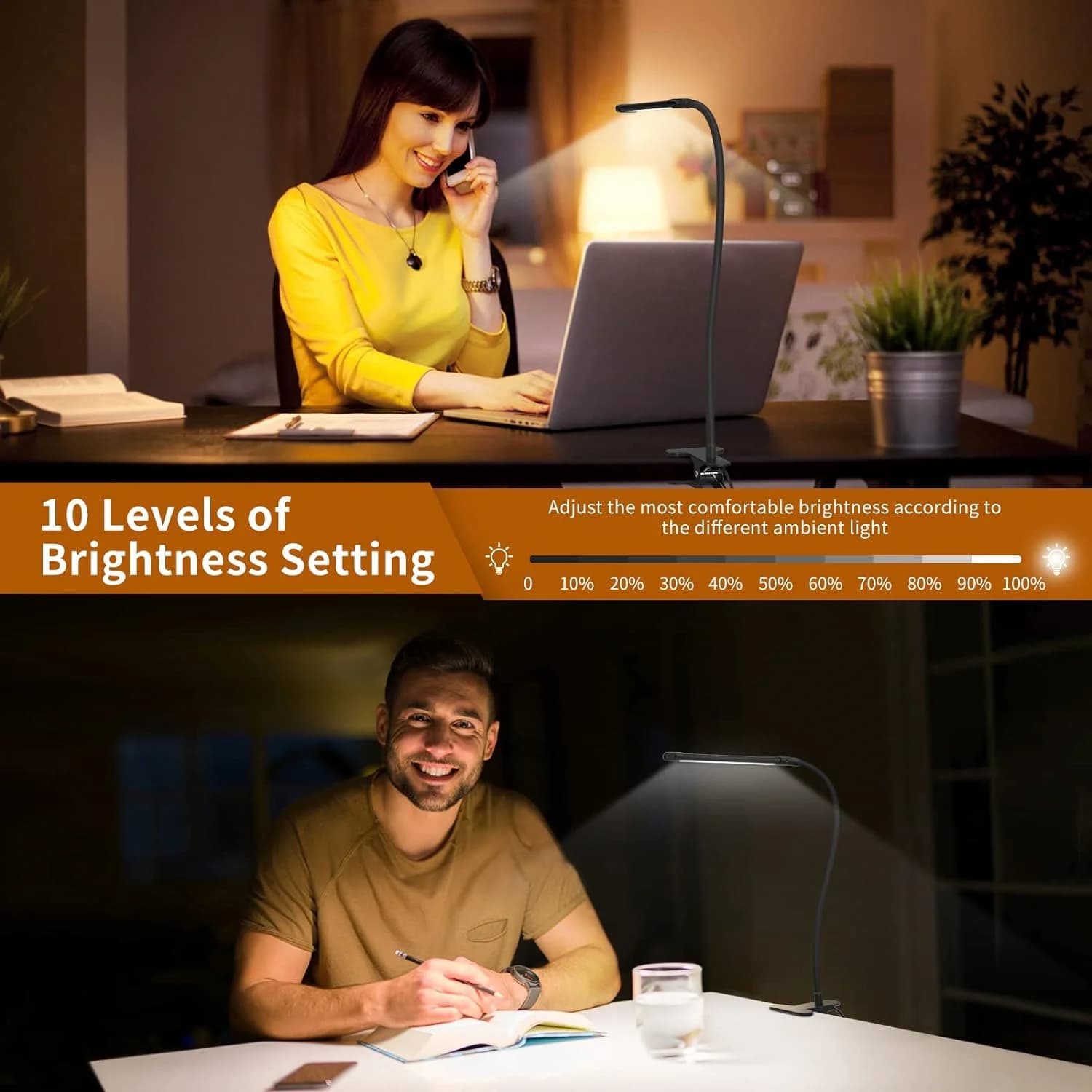 USB Rechargeable LED Desk Lamp with Clip