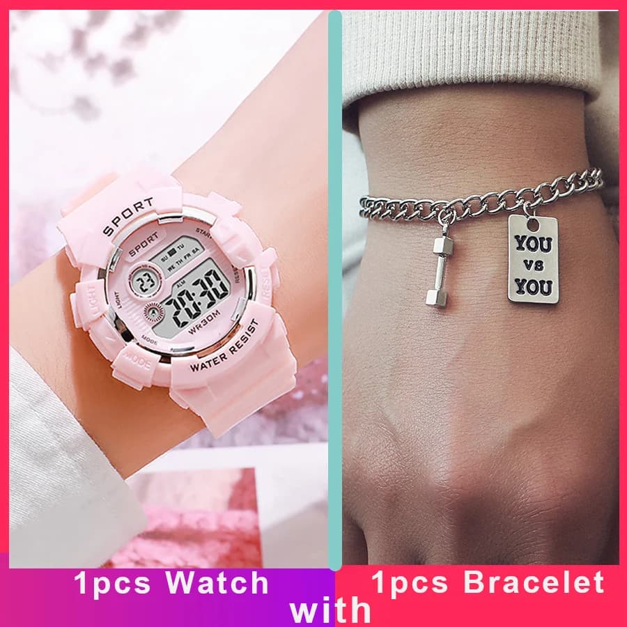 Men Women Digital Watches with Bracelet Multifunction Sports Watches Fashion Couple Watch Electronic Clock For Boys and Girls
