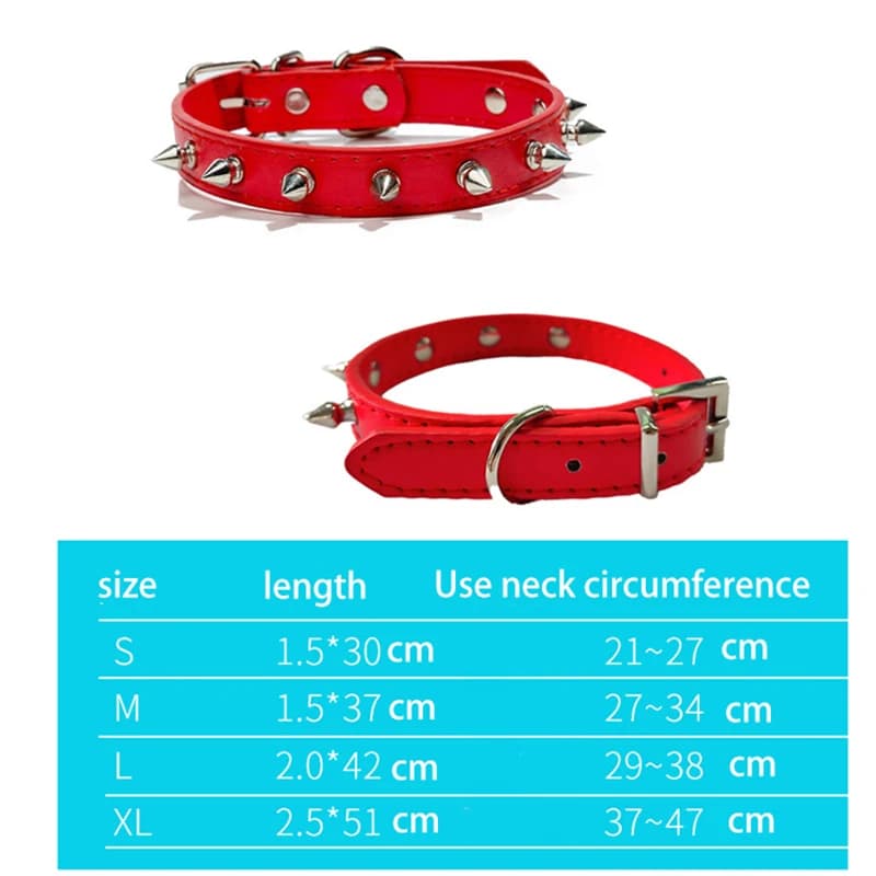 Adjustable PU Leather Spiked Dog Collar