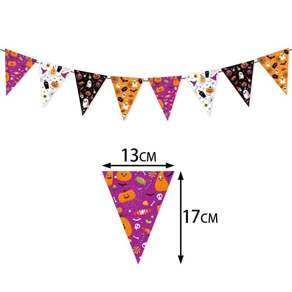 Halloween Party Decorations Triangle Banners Spiral Hanging Props Ghost Festival DIY
