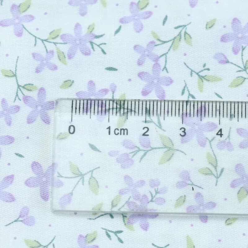 Purple Floral Cotton Twill Fabric by the Meter