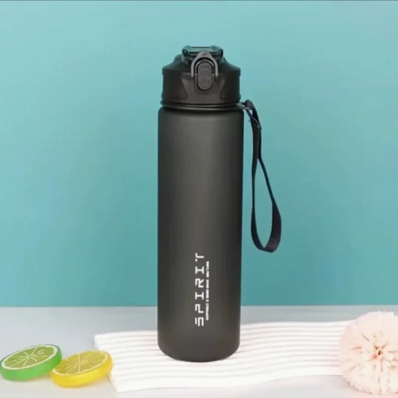 Sports Water Bottle with Time Tracker and Straw