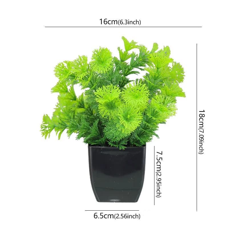 Small Artificial Bonsai Plant in Black Pot