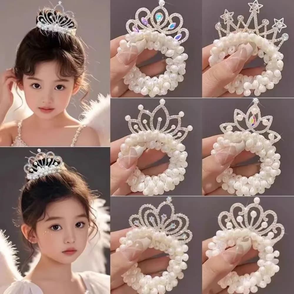 Hair Accessories Kids Hair Bands Elastic Rubber Bands Girls Hair Accessories New Fashion Pearl Crown Princess Cute Baby Headwear