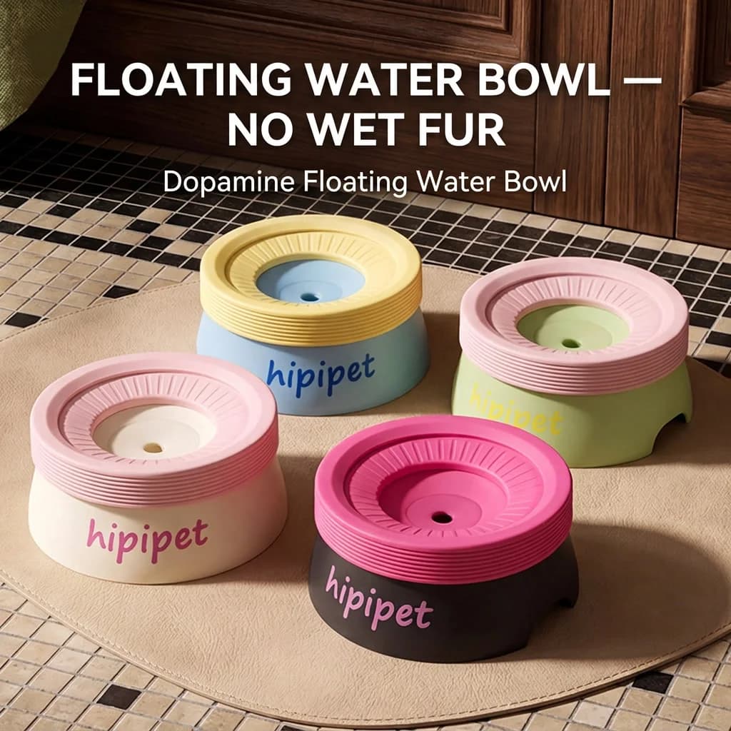 Pet Water Bowl with Anti-Wet Spill Mat
