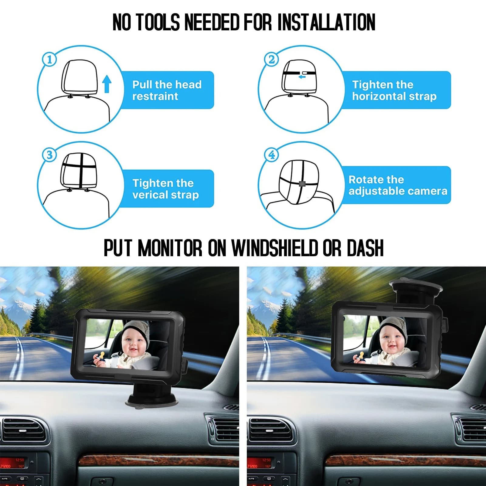 Baby Car Mirror Monitor with 1080P Camera