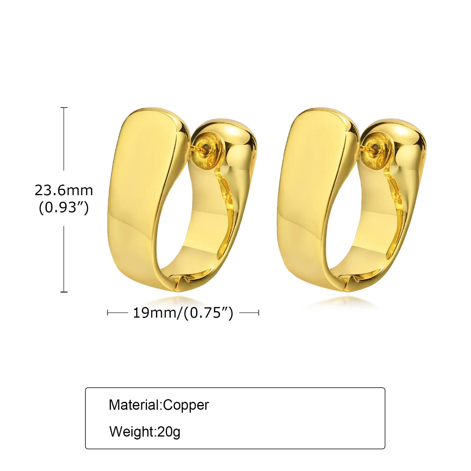14K Gold Plated U-Shaped Hoop Huggie Earrings
