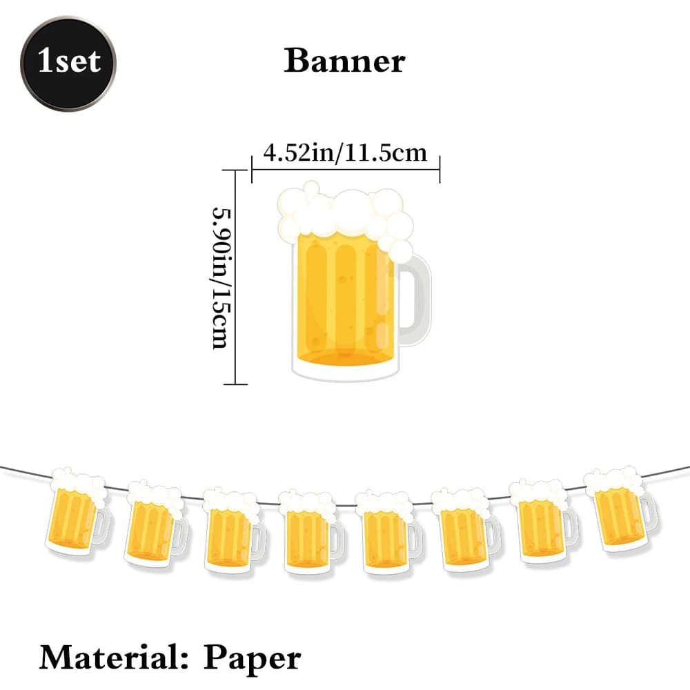 Adult Birthday Party Decor Large Champagne Foil Balloons Beer Mug Helium Globos for Men Women Black Gold Happy Birthday Banner