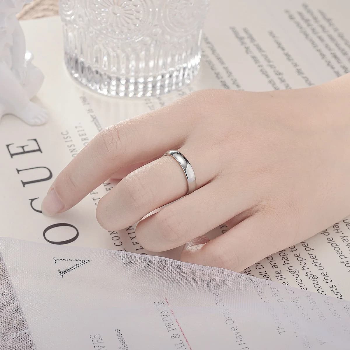 Gold-Plated Stainless Steel Couple's Wedding Ring