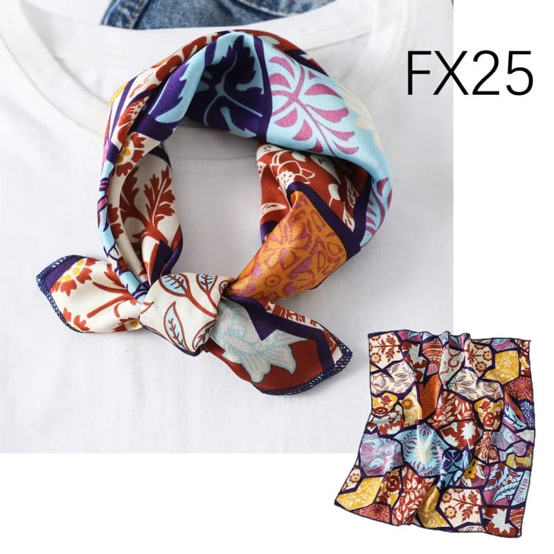 Women's Square Silk Retro Head Scarf