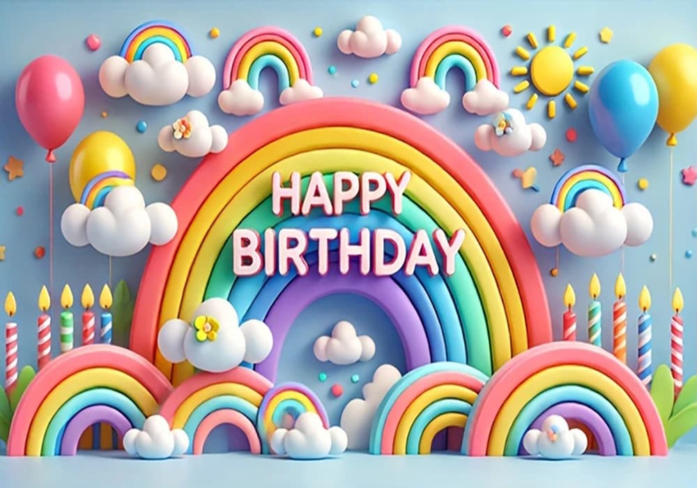 Rainbow Birthday Backdrop Banner