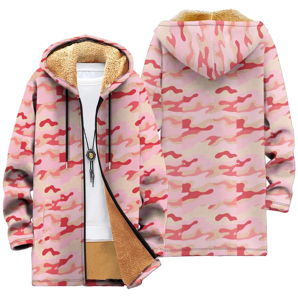 Camouflage Fleece-Lined Hooded Jacket