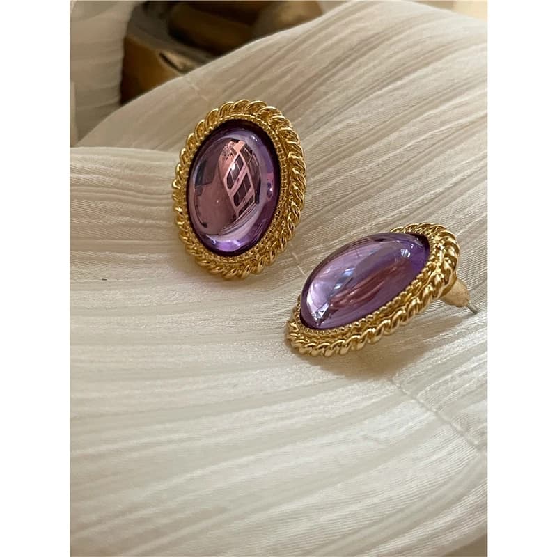 Blue and Gold Vintage Stud Earrings