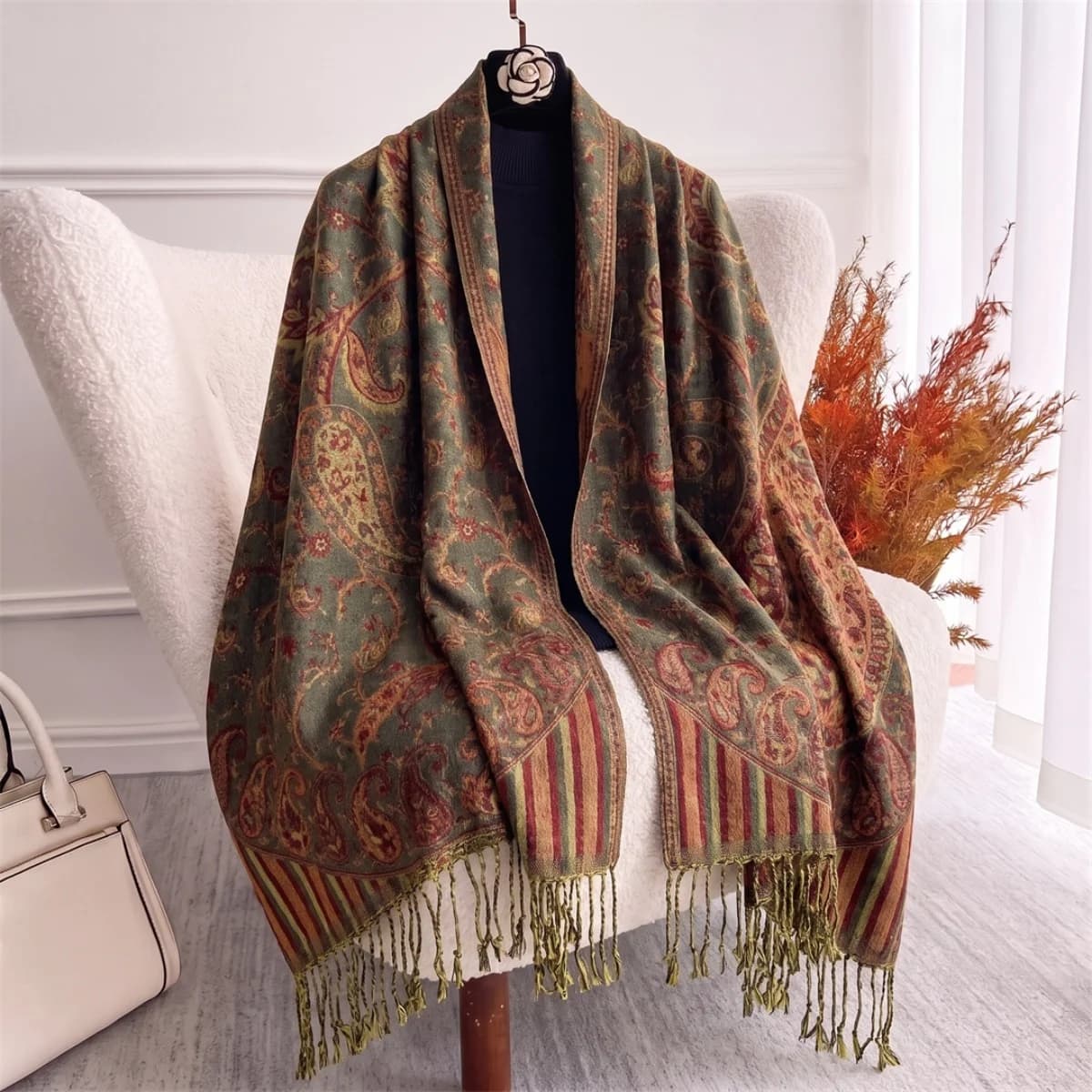 Pashmina Botanical Print Scarf Wrap Shawl
