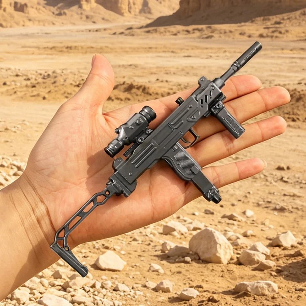 Delta Force UZI Metal Model 20cm Zinc Alloy Miniature Replica Detachable Accessories Desktop Display Collection Gift