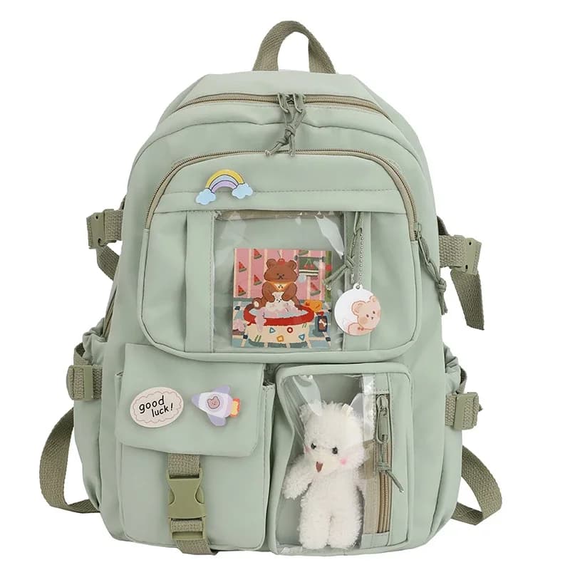 Kawaii Patchwork School Backpack for Girls