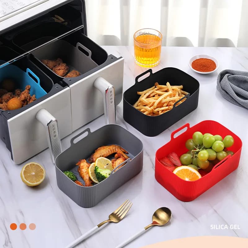 AirFryer Accessories Air Fryer Silicone Basket Oven Baking Tray Silicone Pot Liner Steamer Roasting Rack Airfryer Accessories