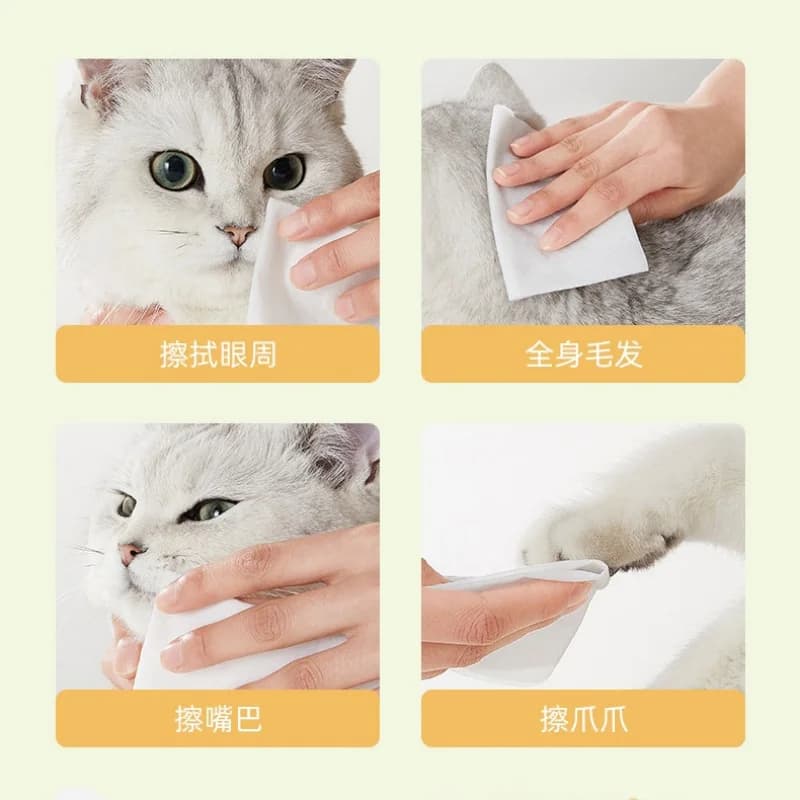 OUWO 80PCS/Bag Pet Wipes Clear Pet Eye Ear Claw Wipes For Dog Cat Pure Water Wet Pet No Rinse Tear Stain Cleaning Pet Supplies