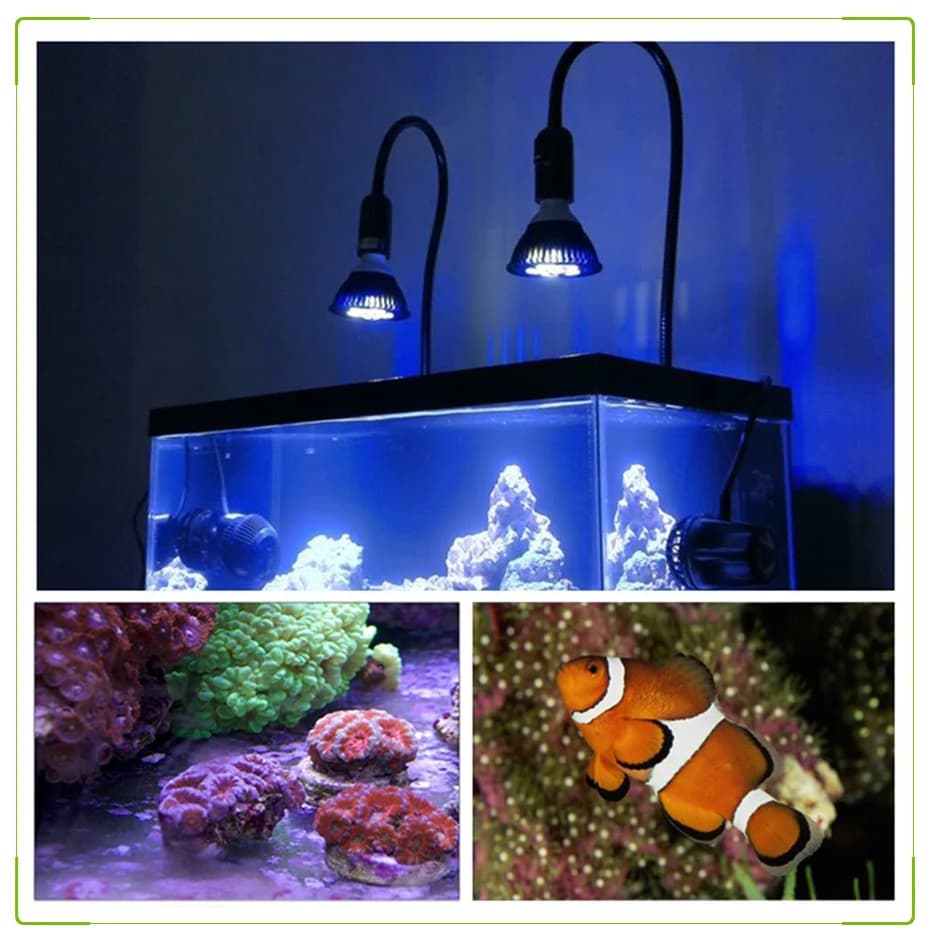 15W LED Aquarium Light, 3 Blue & 2 White LEDs, Fish Tank Landscape Spotlight, Fill Light for Freshwater/Saltwater Aquariums