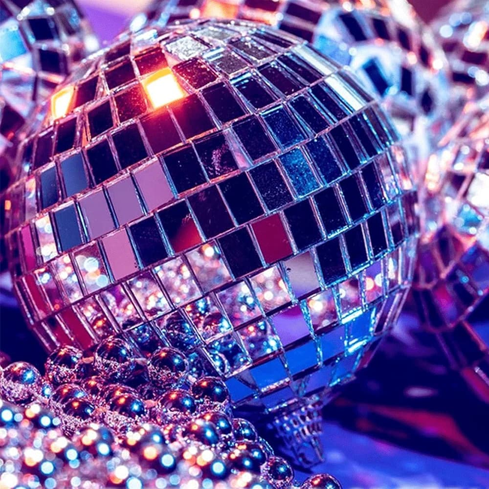 Mirrored Disco Ball Glass Ornaments with String