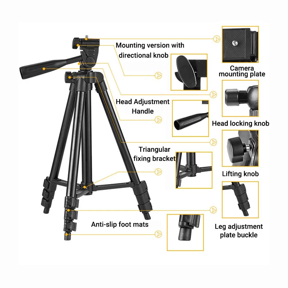 Universal Camera Tripod Stand with Phone Holder