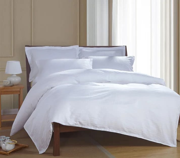 Pure White Striped Duvet Cover
