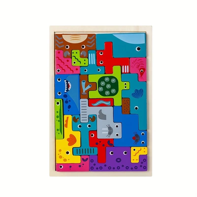 Wooden Block Puzzle Set Animal Tangram Game