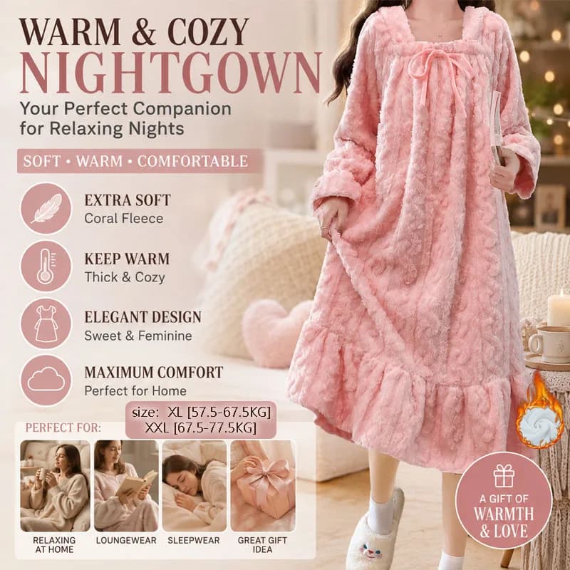 Thick Coral Fleece Long Sleeve Nightgown
